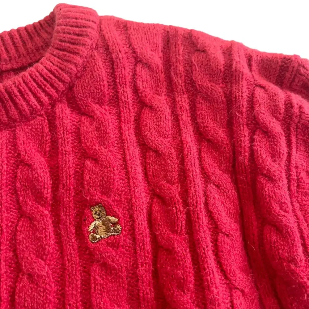 Gap Boys Red Cable Knit Preppy Crewneck Pullover Sweater HO24 size 5